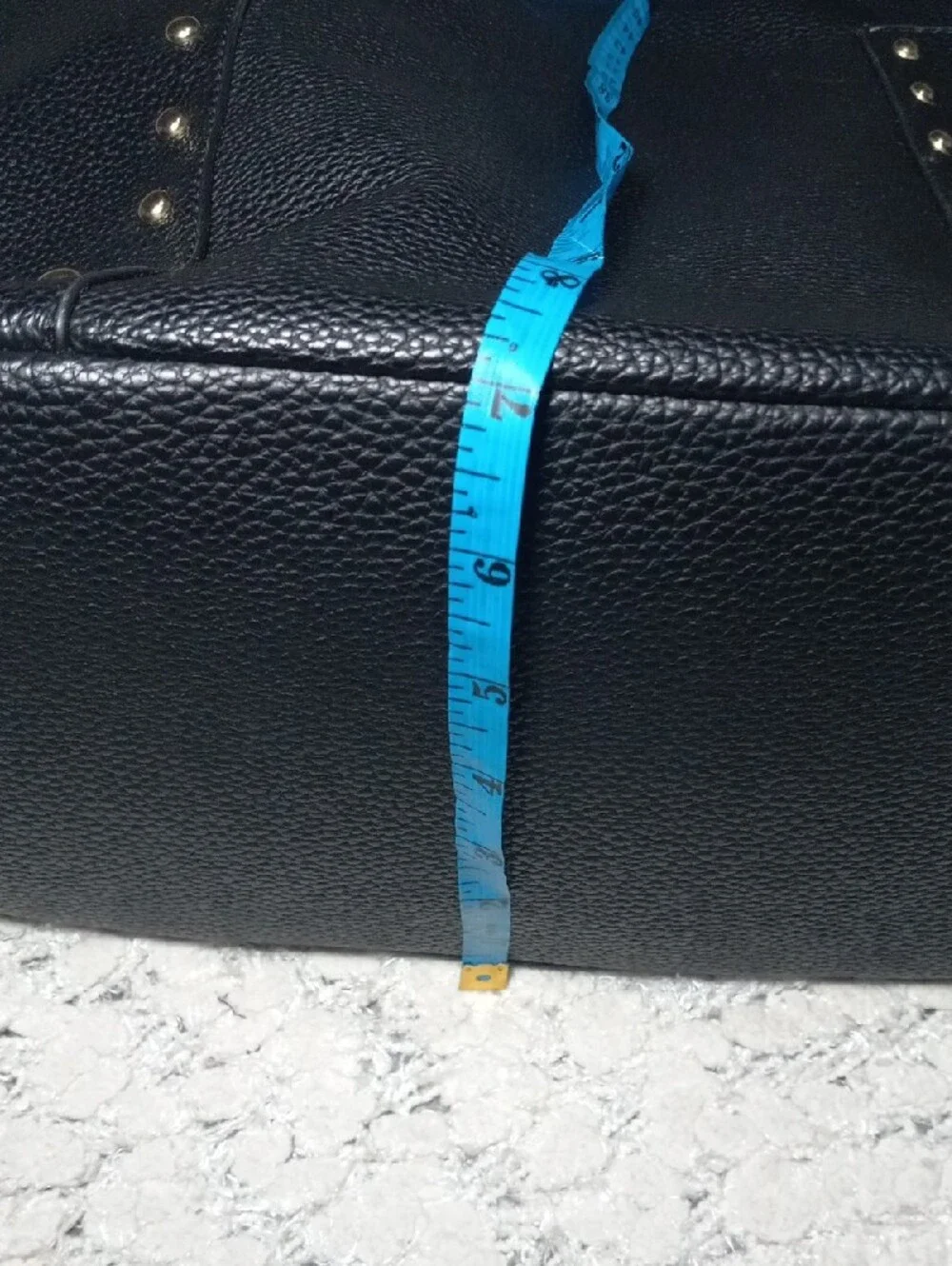 Black Pebbled Shoulder Bag with Stud Detail